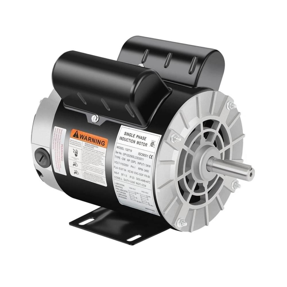 2 HP SPL Air Compressor Motor 115/230V 56 Frame 3450 RPM CW/CCW Rotation